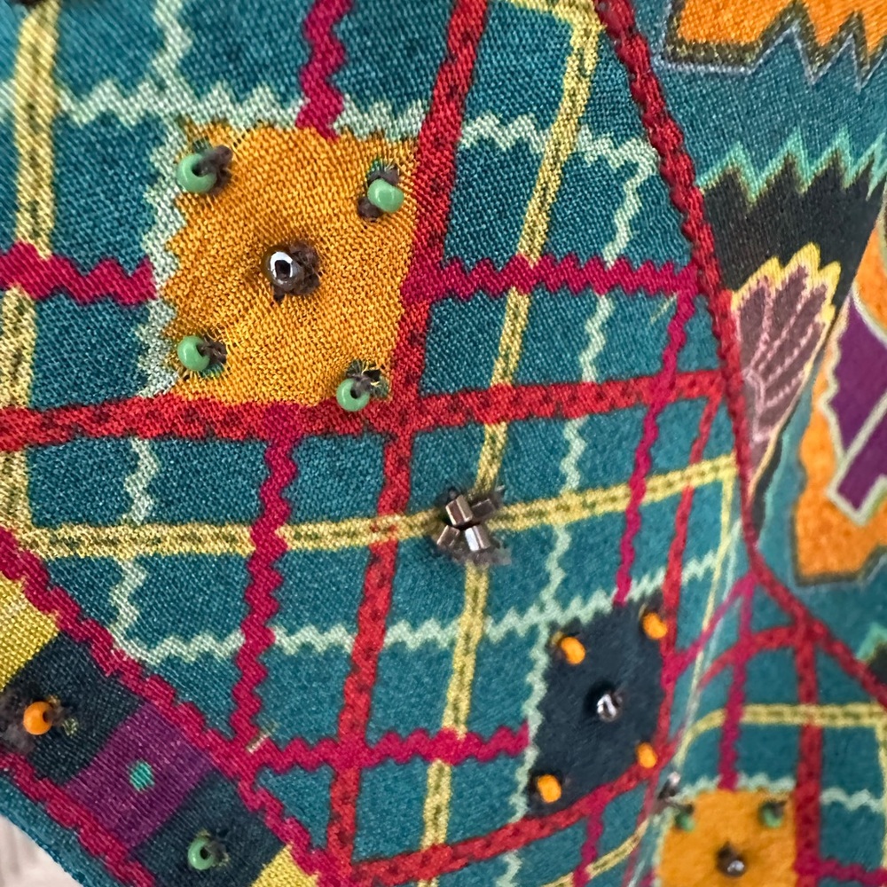 Tanvi Kedia Anthropologie Colorful 100%Silk Beaded Boho Blouse XS - Picture 5 of 7
